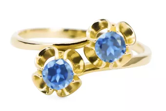 Ring Vintage Schmuck Aquamarin 14 Karat Gelbgold vrc266y